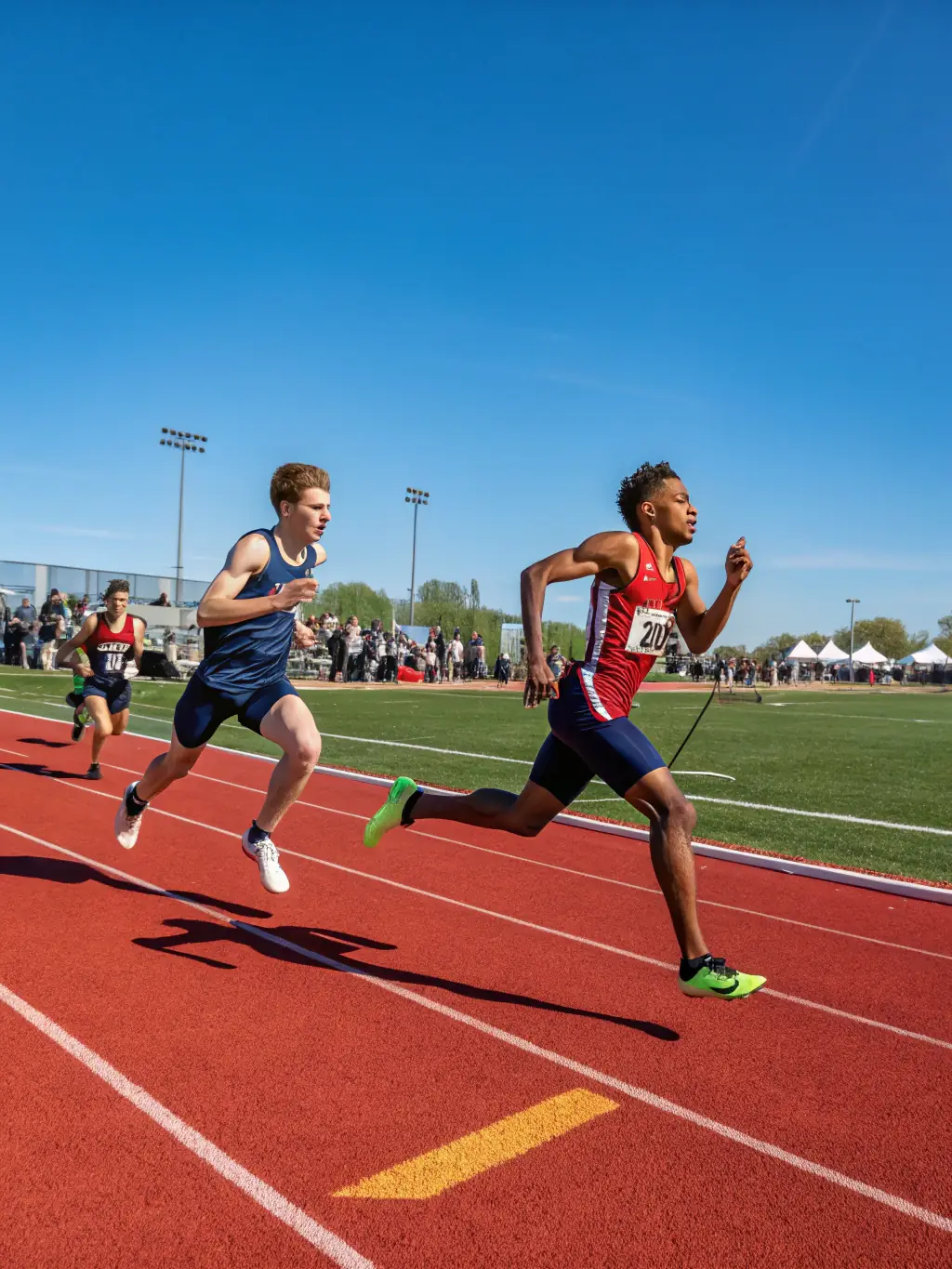 An image of young athletes running track, highlighting speed, endurance, and healthy competition.